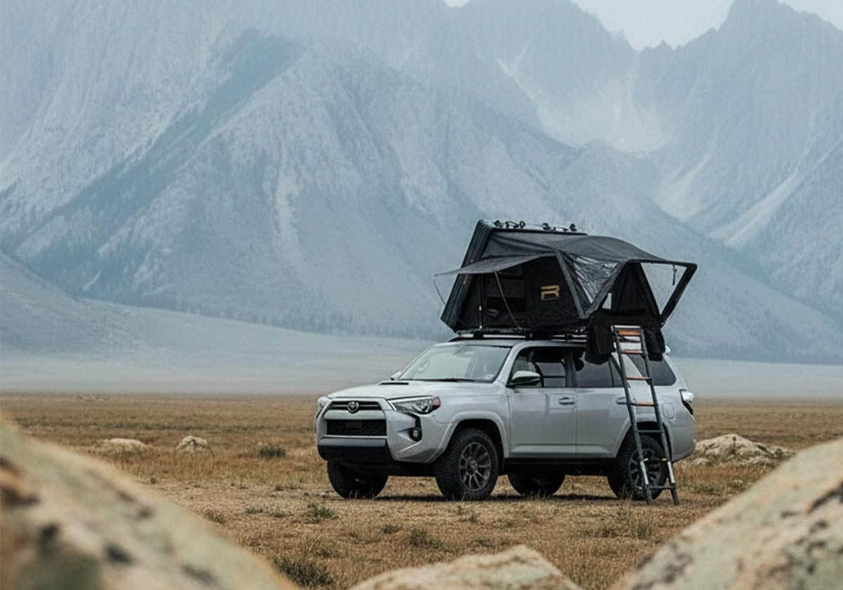 Roofnest Condor Overland 2 Air Regular open on a 4Runner below a mountain range