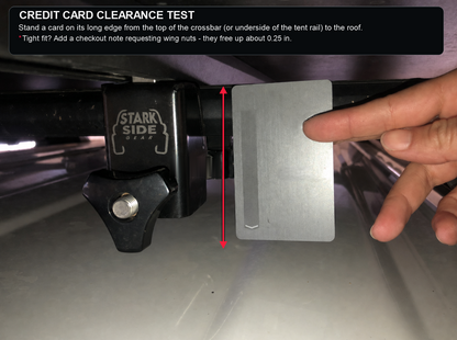 The credit card clearance test - a card stood on its long edge in the gap under the crossbar