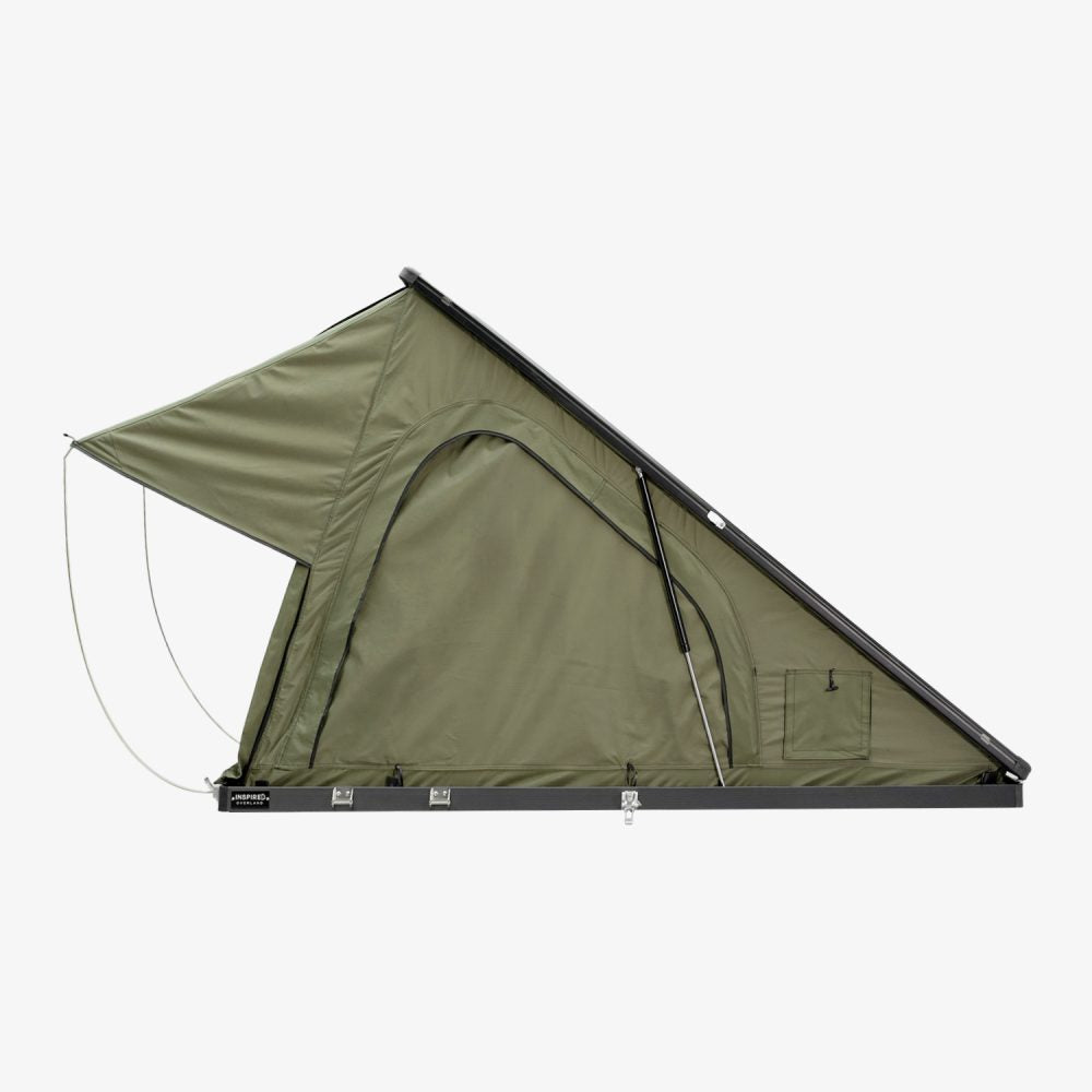 Inspired Overland Carbonlite open, side profile showing the wedge shape and the aluminium base rails