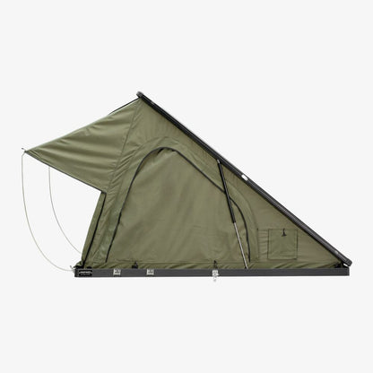 Inspired Overland Carbonlite open, side profile showing the wedge shape and the aluminium base rails