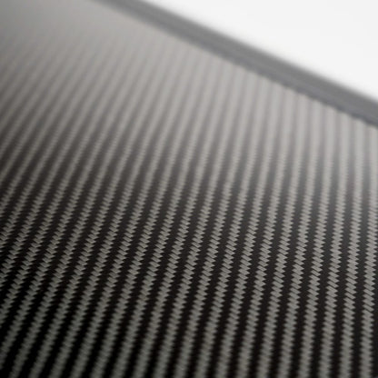 Carbon fibre twill weave of the Carbonlite shell, close up