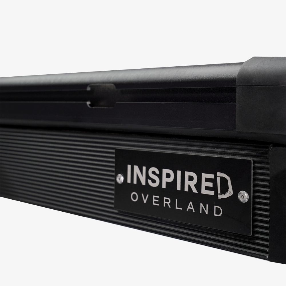 Inspired Overland badge on the ribbed aluminium base rail of the Carbonlite