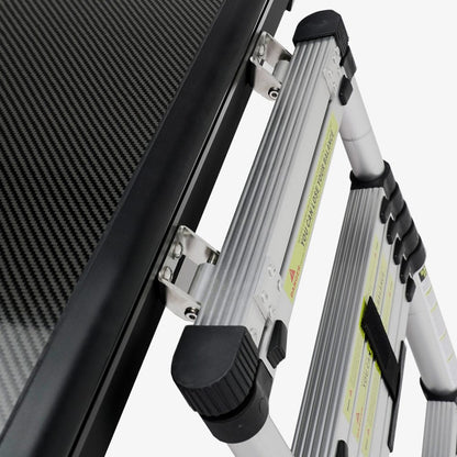 Telescoping aluminium ladder mounted to the brackets on the Carbonlite shell