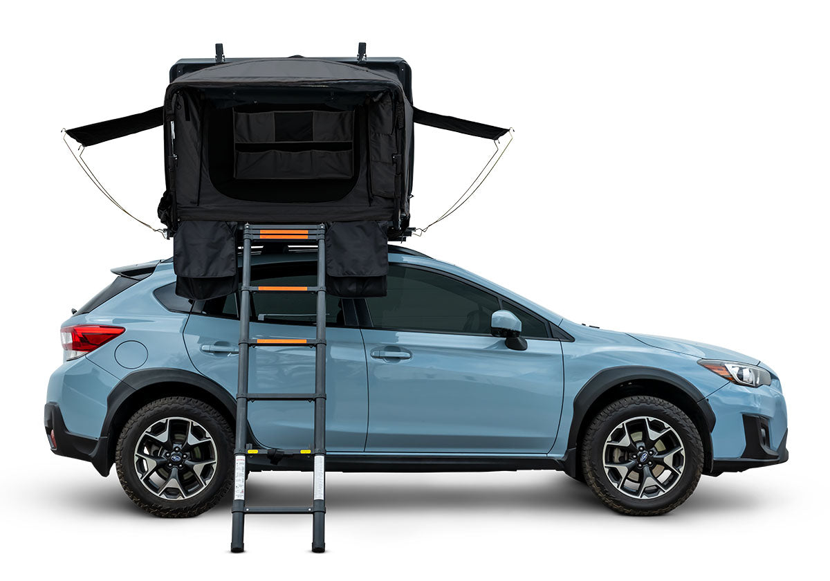 Roofnest Condor 2 Air Regular open on a Subaru Crosstrek, ladder down