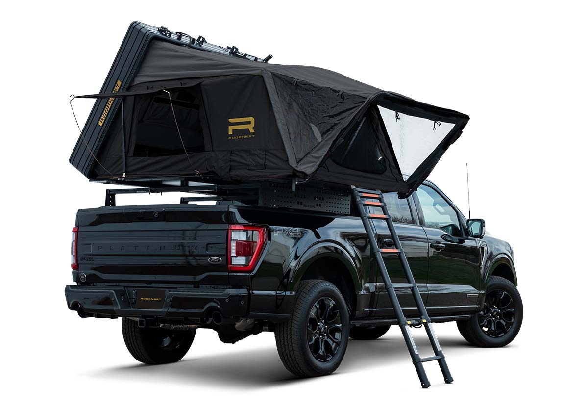Roofnest Condor Overland 2 XL Air, open on a vehicle