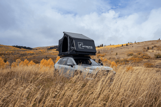 Intrepid Geo 2.5 open on a wagon in autumn grassland