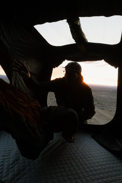 Sitting in the open Intrepid Geo 2.5 at sunset in the desert