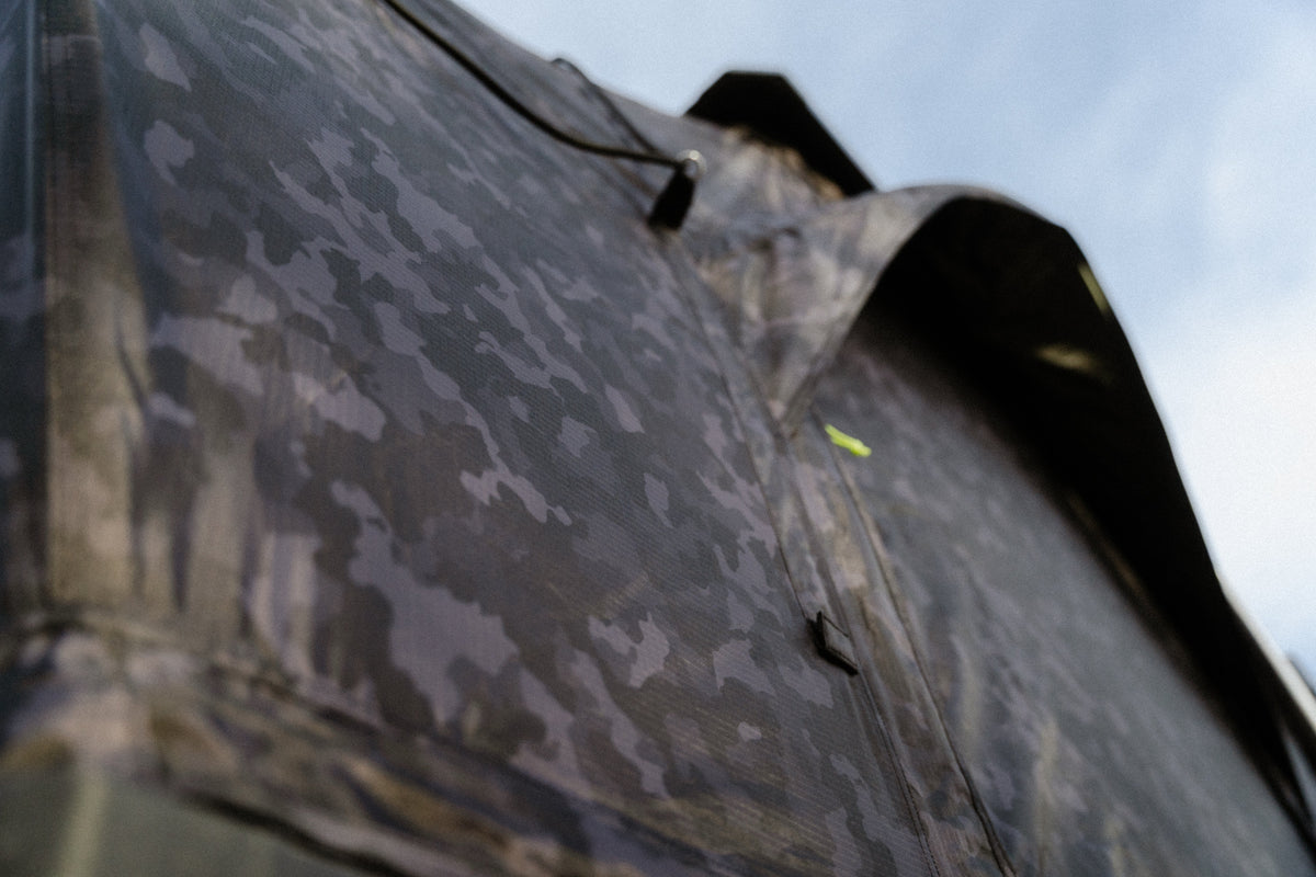 Camo shell fabric on the Intrepid Geo 2.5 Pro, close up