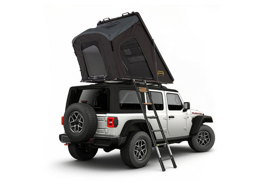 Roofnest Falcon 3 EVO Air Regular open on a Jeep, rear view