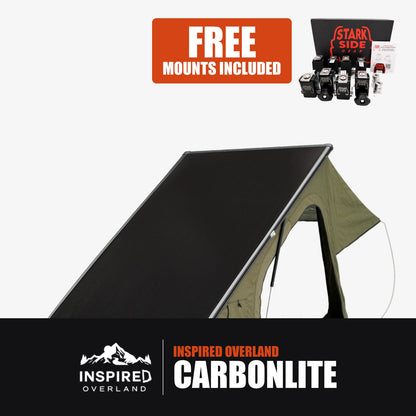 Inspired Overland Carbonlite rooftop tent bundle, with the Stark Side Gear mount kit included free