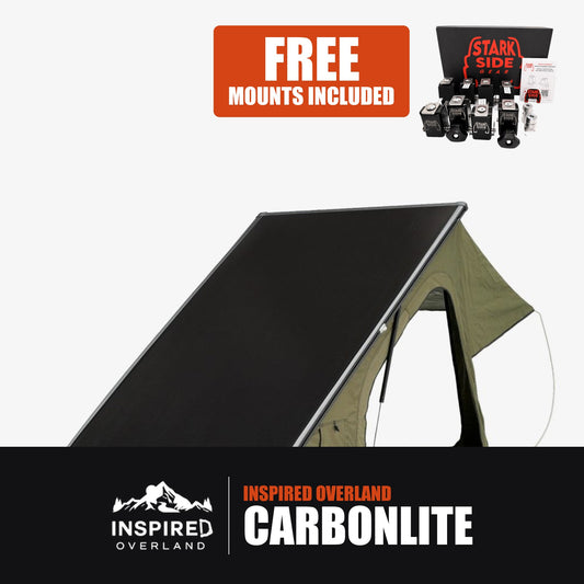 Inspired Overland Carbonlite rooftop tent bundle, with the Stark Side Gear mount kit included free