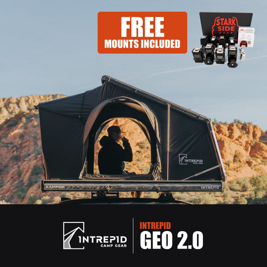 Intrepid Geo 2.0 rooftop tent bundle, with the Stark Side Gear mount kit included free