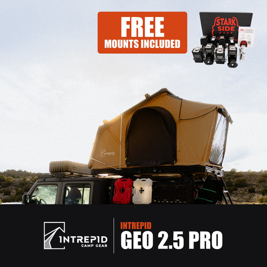 Intrepid Geo 2.5 Pro rooftop tent bundle, with the Stark Side Gear mount kit included free