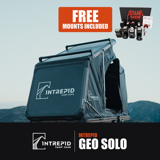 Intrepid Geo Solo rooftop tent bundle, with the Stark Side Gear mount kit included free