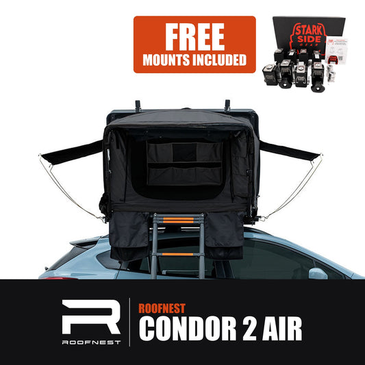 Roofnest Condor 2 Air rooftop tent bundle, with the Stark Side Gear mount kit included free