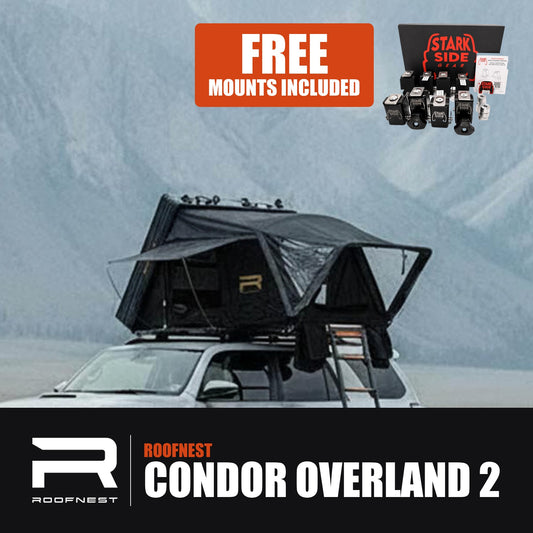 Roofnest Condor Overland 2 Air rooftop tent bundle, with the Stark Side Gear mount kit included free